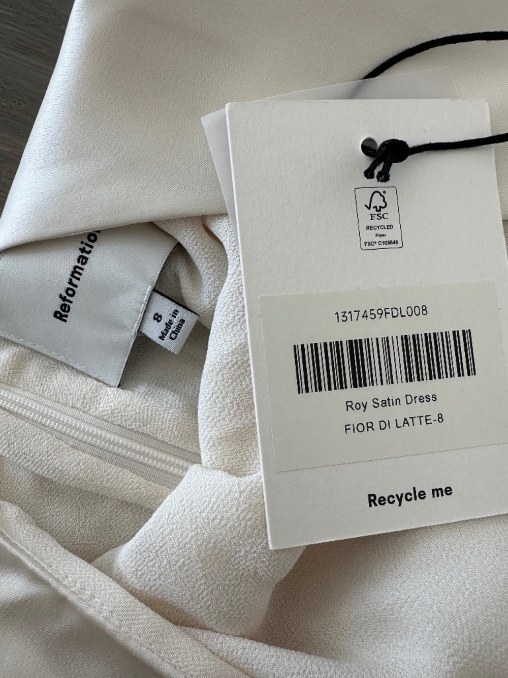 Reformation ROY Satin Wedding Dress Halter Gown Fior Di Latte Ivory With Tags 8 - Picture 4 of 12